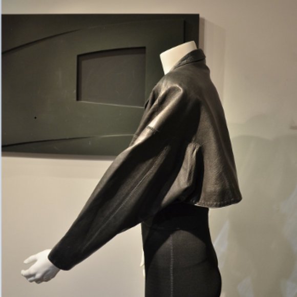 AZZEDINE ALAÏA BLACK LEATHER SKINNY SKIRT SUIT - Picture 4 of 10